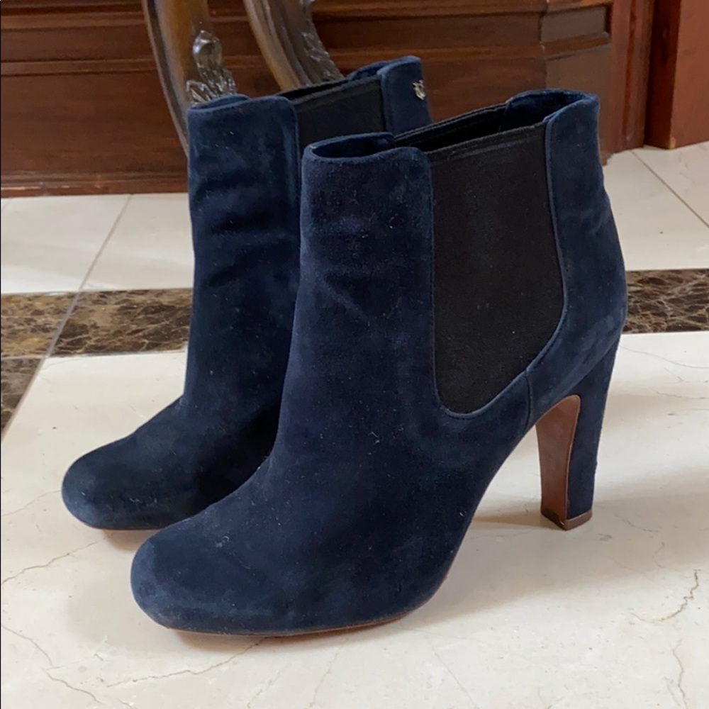 Vince Camuto Signature Navy Suede Booties